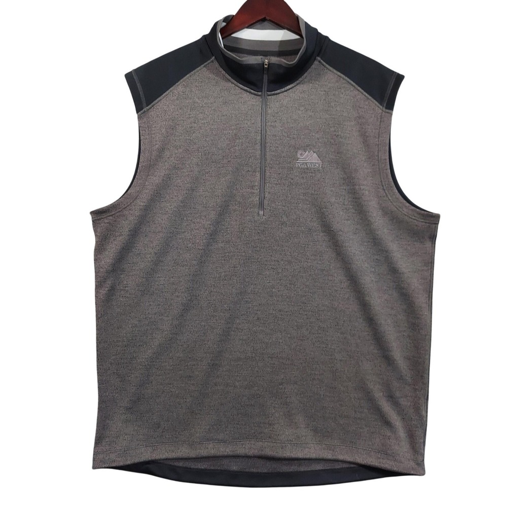 Nike Golf Vest Mens XL Gray Dri-FIT Tour Performance 1/4 Zip PGA West Logo